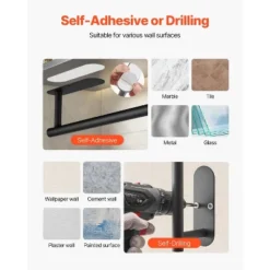 VEVOR Paper Towel Holder Under Cabinet, High-Quality Stainless Steel Paper Towel Holder, Self Adhesive Or Drilling Paper Towel Holder, Black -Aesthtic Interiors GUEST 79191dc0 18db 41c8 b467 a7fd6a6742c0