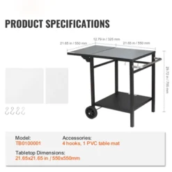 VEVOR Outdoor Grill Dining Cart With Double-Shelf, BBQ Movable Food Prep Table, Multifunctional Foldable Iron Table Top, Portable Modular Carts -Aesthtic Interiors GUEST 79ac0b65 9d02 4911 88a1 d37878806305