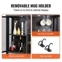 VEVOR 55 Inch Industrial Bar Cabinet, Wine Table For Liquor & Glasses, Sideboard Buffet Cabinet With Wine Rack, Black -Aesthtic Interiors GUEST 79b640c5 f31c 4efe b737 76f9a5e62900