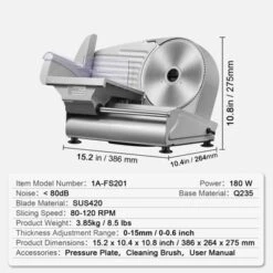 VEVOR Meat Slicer, 7.5 Inch Electric Deli Food Slicer, 180W Meat Cutter With A Premium SUS420 Blade, 0-0.6 Inch Adjustable Thickness, Slicer Machine -Aesthtic Interiors GUEST 79dbd235 128d 4e58 818f ac1319b6abb7