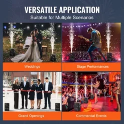 VEVOR Cold Spark Machine, 2 Pack 700W Output Fireworks Controllers, 6.6-16.4ft Adjustable Height, With Advanced DMX System, Screen, Black -Aesthtic Interiors GUEST 7a99b1c2 c1ca 4a81 b460 838fc80df6ab