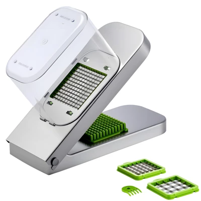 VEVOR Vegetable Chopper, Food Veggie Cutter With 3 Stainless Steel Blades, Onion Slicer With Container, Silver 8 VEVOR Vegetable Chopper, Food Veggie Cutter With 3 Stainless Steel Blades, Onion Slicer With Container, Silver - Image 8