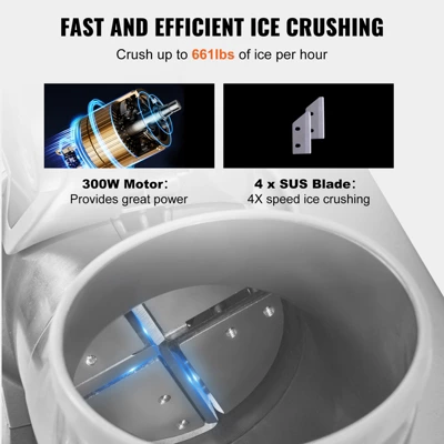 VEVOR Ice Crushers Machine, 661lbs Per Hour Electric Snow Cone Maker With 4 Blades, Stainless Steel Shaved Ice Machine With Cover 3 VEVOR Ice Crushers Machine, 661lbs Per Hour Electric Snow Cone Maker With 4 Blades, Stainless Steel Shaved Ice Machine With Cover - Image 3