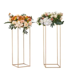 VEVOR 2PCS 31.5inch High Wedding Flower Stand, Metal Vase Column Geometric Centerpiece Stands, Gold Rectangular Floral Display Rack -Aesthtic Interiors GUEST 7b1e8a12 95d0 48c0 9331 9d7559748a00