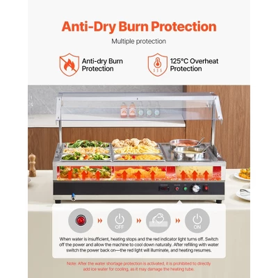 VEVOR Electric Soup Warmer, Two 6.34QT Pots & Six 1/3 Pans, Stainless Steel Commercial Food Warmer With 86~185°F Adjustable Temp, Silver 5 VEVOR Electric Soup Warmer, Two 6.34QT Pots & Six 1/3 Pans, Stainless Steel Commercial Food Warmer With 86~185°F Adjustable Temp, Silver - Image 5