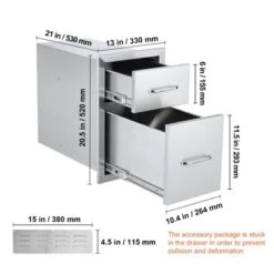 VEVOR Outdoor Kitchen Drawers 13" W X 20.4" H X 20.8" D, Flush Mount Double BBQ Access Drawers With Stainless Steel Handle, Silver 14 VEVOR Outdoor Kitchen Drawers 13" W X 20.4" H X 20.8" D, Flush Mount Double BBQ Access Drawers With Stainless Steel Handle, Silver -Aesthtic Interiors GUEST 7c48d4fc 3307 42da b7b2 24568035b4f7