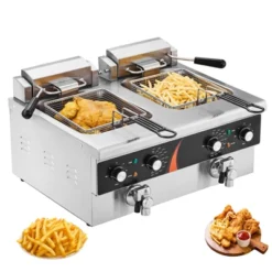 VEVOR Commercial Deep Fryer, Dual Tank 3500W Electric Countertop Fryer, 2 X 9Qt / 8.5L Double Oil Fryer With 2 Baskets, 1mm Thickened Stainless Steel -Aesthtic Interiors GUEST 7c7e2f4e a9b1 44d0 af0a 9d398914b9c2