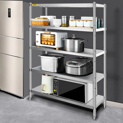 VEVOR Stainless Steel Shelves 48x18.5 Inch 5 Tier Adjustable Shelf Storage Unit Stainless Steel Rack Shelving Heavy Duty Shelving, Silver 1 VEVOR Stainless Steel Shelves 48x18.5 Inch 5 Tier Adjustable Shelf Storage Unit Stainless Steel Rack Shelving Heavy Duty Shelving, Silver
