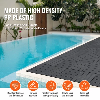 VEVOR Interlocking Deck Tiles, 10 Pack,12"x12" 10 Sq. Ft Plastic Waterproof Outdoor Flooring All Weather Use, Patio Floor Decking Covering Tiles 6 VEVOR Interlocking Deck Tiles, 10 Pack,12"x12" 10 Sq. Ft Plastic Waterproof Outdoor Flooring All Weather Use, Patio Floor Decking Covering Tiles - Image 6