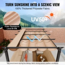 VEVOR 10'x13' Outdoor Retractable Pergola With Canopy, Aluminum Pergola With Retractable Canopy, Modern Pergola With Sun Shade Canopy, Beige -Aesthtic Interiors GUEST 7ca76650 0852 4105 9515 bd50fadc11e0