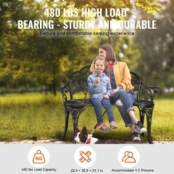 VEVOR Outdoor Bench, 38.8 Inches Metal Garden Bench For Outdoors,480 Lbs Load Capacity Bench, Outdoor Garden Park Bench With Backrest And Armrests -Aesthtic Interiors GUEST 7d2aadc5 213d 4fbb 9225 ae4a89c71a6a