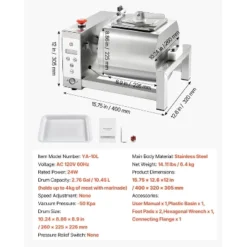 VEVOR Meat Tumbler Marinator, 10L Vacuum Tumbler Marinating Machine With Automatic Bidirectional Rotation, Silver -Aesthtic Interiors GUEST 7d5a7d00 33b9 45a1 af94 e64dce2966ba