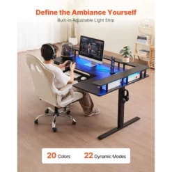VEVOR L Shaped Desk, Electric Adjustable Height Corner Gaming Desk With Keyboard Tray And Dual Hooks, Heavy Duty L-Shaped Computer Table, Black -Aesthtic Interiors GUEST 7e15d22f ab5b 4c0d a08a 1ff5b5a87a79