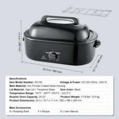 VEVOR Electric Roaster Oven, 20 QT Turkey Roaster Oven With Self-Basting Lid,1450W Roaster Oven With Defrost & Warm Function,Adjustable Temperature -Aesthtic Interiors GUEST 7e25af35 0d22 4934 b770 21c3334ca3f9