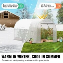 VEVOR Walk-in Tunnel Greenhouse, 9.6x6.4x6.2 Ft Hoop House Greenhouse Tunnel, Plant Hot House With Galvanized Steel Frame, White PE Cover -Aesthtic Interiors GUEST 7e728129 be81 4e68 843c 813eb2bbe3cc