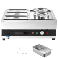 VEVOR Electric Soup Warmer, Two 6.34QT Pots & Three 1/3 Pans, Stainless Steel Food Warmer With 86~185°F Adjustable Temp, 1500W Bain Marie, Silver 15 VEVOR Electric Soup Warmer, Two 6.34QT Pots & Three 1/3 Pans, Stainless Steel Food Warmer With 86~185°F Adjustable Temp, 1500W Bain Marie, Silver -Aesthtic Interiors GUEST 7e75a677 d2d2 4c51 a60c d4409e215053