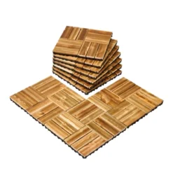 VEVOR Interlocking Deck Tiles Solid Wood, 10 Pack,12"x12" Waterproof Camphor Pine Wood Flooring All Weather Use, Patio Floor Decking Covering Tiles -Aesthtic Interiors GUEST 7ee474af 62c6 4214 8be4 783494771b29
