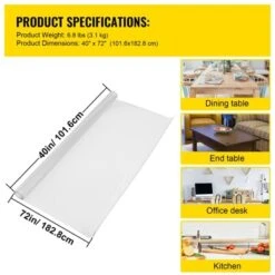 VEVOR Plastic Table Cover 40 X 72 Inch, 1.5 Mm Thick Clear Table Protector, Rectangle Clear Desk Mat, Waterproof & Easy Cleaning, Transparent -Aesthtic Interiors GUEST 7efee697 dce3 4c89 9c28 ce4eaa906748