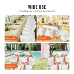 VEVOR Stretch Spandex Folding Chair Covers, Universal Fitted Chair Cover, Removable Washable Protective Slipcovers, For Wedding (30PCS White) -Aesthtic Interiors GUEST 7f6443b5 48a7 4292 a734 6d26f14fbca6
