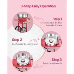 VEVOR Electric Cotton Candy Machine With Cart, 1000W Commercial Candy Floss Maker With 20.5 In Stainless Steel Bowl, Sugar Scoop, And Drawer, Red -Aesthtic Interiors GUEST 7f67b265 7b11 413a 9af4 1e6ca803333d