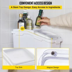 VEVOR Rice Storage Container, 11.4Gallon/50L Capacity Large Dog Food Dispenser Bin, Kitchen Ingredient Grain Cereal Flour Bin, 1 Pack, White -Aesthtic Interiors GUEST 7fa5061c a599 41e7 a110 e15c195b2227