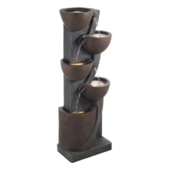 VEVOR Outdoor Water Fountain, 49.61 In Height Fountain And Waterfall,5-Tier Floor Standing Jar-Shaped Cascading Fountains With Light And Pump, Black -Aesthtic Interiors GUEST 808c6ee9 2aa2 4ea1 838e 71b3fcf3e649