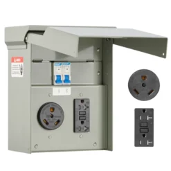 VEVOR Temporary Power Outlet Panel, 20 30 Amp, RV EV Electrical Outlet Panel With NEMA 30 Amp GFCI 20 Amp Receptacle Installed, Gray -Aesthtic Interiors GUEST 80c1b752 dbdd 4606 b451 f5cf08f9ecba