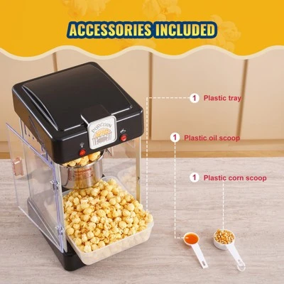 VEVOR Popcorn Maker, 300W Popcorn Popper Machine, 2.5 Oz Kettle Makes 4 QT Per Batch, Tabletop Popcorn Maker With PP Door, Includes 2 Scoops, Black 6 VEVOR Popcorn Maker, 300W Popcorn Popper Machine, 2.5 Oz Kettle Makes 4 QT Per Batch, Tabletop Popcorn Maker With PP Door, Includes 2 Scoops, Black - Image 6
