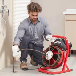 VEVOR Drain Cleaner Machine 50FT X 1/2 Inch, Sewer Snake Auger Manual Feed, 250W Electric Drain Cleaning Machine, Silver