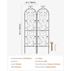 VEVOR Garden Trellis For Climbing Plants, 60 X 15 In, 2 Packs Rustproof Metal Garden Flower Trellis, Outdoor Climbing Rose Trellis Cucumbers Support 14 VEVOR Garden Trellis For Climbing Plants, 60 X 15 In, 2 Packs Rustproof Metal Garden Flower Trellis, Outdoor Climbing Rose Trellis Cucumbers Support -Aesthtic Interiors GUEST 8160bde9 986e 4796 b9fa fec0d94df6b0