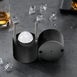 VEVOR Ice Ball Press Kit, Aviation Aluminum Ice Press With Ice Block Mold, Large Mat, Tong, Drip Tray, One Glass, Round Ice Ball Maker 2.4"/60 Mm