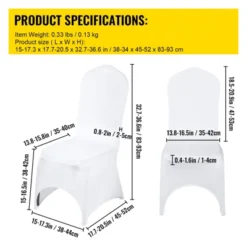 VEVOR Stretch Spandex Folding Chair Covers, Universal Fitted Arched Front Cover, Removable Washable Protective Slipcovers, 50PCS White 12 VEVOR Stretch Spandex Folding Chair Covers, Universal Fitted Arched Front Cover, Removable Washable Protective Slipcovers, 50PCS White -Aesthtic Interiors GUEST 8183daac cc2b 47cb a224 27f496719e3c