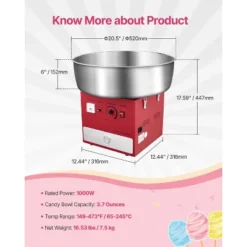 VEVOR Electric Cotton Candy Machine, 1000W Commercial Candy Floss Maker With 20.5 In Stainless Steel Bowl, Sugar Scoop, And Drawer, Red 14 VEVOR Electric Cotton Candy Machine, 1000W Commercial Candy Floss Maker With 20.5 In Stainless Steel Bowl, Sugar Scoop, And Drawer, Red -Aesthtic Interiors GUEST 818581ce 04ef 4090 9650 1155b659cd5c