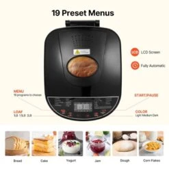 VEVOR Bread Maker, 19-in-1 2LB Dough Machine, Nonstick Ceramic Pan Automatic Breadmaker With Gluten Free Setting, 3 Loaf Sizes, 3 Crust Colors, Black 13 VEVOR Bread Maker, 19-in-1 2LB Dough Machine, Nonstick Ceramic Pan Automatic Breadmaker With Gluten Free Setting, 3 Loaf Sizes, 3 Crust Colors, Black -Aesthtic Interiors GUEST 81906c2f a839 4958 a568 5a69b16cf108