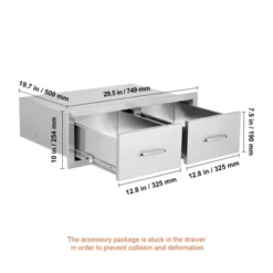 VEVOR Outdoor Kitchen Drawers 30" W X 10" H X 20" D, Horizontal Double BBQ Access Drawers Stainless Steel With Handle, BBQ Island Drawers, Silver -Aesthtic Interiors GUEST 81910574 ff87 4c05 9ef3 0692eaaf6ef4