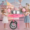 VEVOR Electric Cotton Candy Machine With Cart, 1000W Commercial Candy Floss Maker With 20.5 In Stainless Steel Bowl, Sugar Scoop, And Drawer, Pink