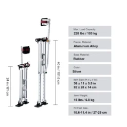 VEVOR Drywall Stilts, 24''-40'' Adjustable Aluminum Tool Stilts With Protective Knee Pads, Non-slip Work Stilts For Sheetrock Painting, Silver -Aesthtic Interiors GUEST 81cc7b7d 6b63 41ae aa70 08e8cd4f5c59
