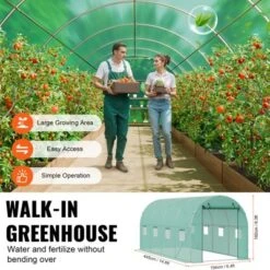 VEVOR Walk-in Tunnel Greenhouse, 14.6x6.4x6.3 Ft Hoop House Greenhouse Tunnel With Galvanized Steel Frame, Green PE Cover, Roll-up Zipper Door -Aesthtic Interiors GUEST 821fdbb5 1801 439d 93f5 22e6665df5fe