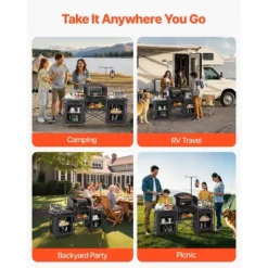 VEVOR Camping Kitchen Table, Outdoor Camp Cooking Table, Aluminum Portable Cook Station With 3 Storage Cupboard, Carrying Bag, Black -Aesthtic Interiors GUEST 824fe06c 6013 4726 af09 6cba9917907e