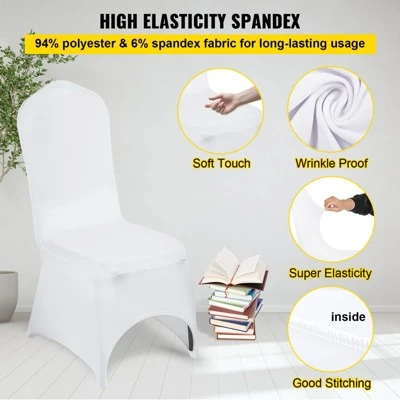 VEVOR Stretch Spandex Folding Chair Covers, Universal Fitted Arched Front Cover, Removable Washable Protective Slipcovers, 50PCS White 3 VEVOR Stretch Spandex Folding Chair Covers, Universal Fitted Arched Front Cover, Removable Washable Protective Slipcovers, 50PCS White - Image 3
