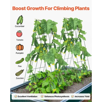 VEVOR Cucumber Trellis For Climbing Plants, 39" X 32" Foldable Cucumber Trellis Set With Twist Ties, Metal Garden Trellis For Raised Bed 4 VEVOR Cucumber Trellis For Climbing Plants, 39" X 32" Foldable Cucumber Trellis Set With Twist Ties, Metal Garden Trellis For Raised Bed - Image 4