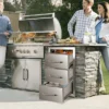 VEVOR Outdoor Kitchen Drawers 16" W X 28.5" H X 20.5" D, Flush Mount Triple Access BBQ Drawers Stainless Steel With Handle, Silver