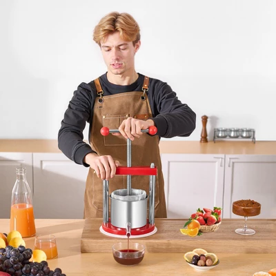 VEVOR 0.44 Gal/1.65L Fruit Wine Press, 2 Stainless Steel Barrels, Manual Juice Maker, Cider Apple Grape Tincture Honey Olive Oil Making Press, Red 1 VEVOR 0.44 Gal/1.65L Fruit Wine Press, 2 Stainless Steel Barrels, Manual Juice Maker, Cider Apple Grape Tincture Honey Olive Oil Making Press, Red