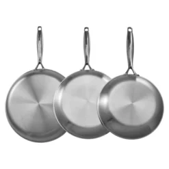 VEVOR Tri-Ply Stainless Steel Frying Pan, 3 Pcs Set (8, 10, 12 In), Cooking Skillet With Heat-Resistant Handle, Silver -Aesthtic Interiors GUEST 834e333e 05a2 4f10 91b2 7084ad6281df