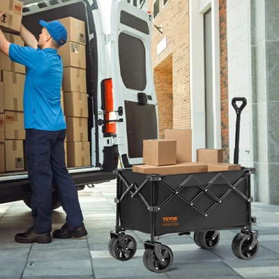 VEVOR Collapsible Folding Wagon, 113 L Beach Wagon Cart With All-Terrain Wheels, Heavy Duty Folding Wagon Cart Max 250 Lbs With Drink Holders 1 VEVOR Collapsible Folding Wagon, 113 L Beach Wagon Cart With All-Terrain Wheels, Heavy Duty Folding Wagon Cart Max 250 Lbs With Drink Holders