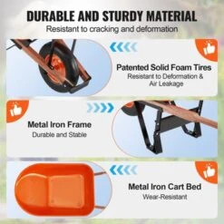 VEVOR Wheelbarrow Cart, 6 Cu. Ft. Load & 330 Lbs Capacity, One Wheel Garden Dump Cart Wheel Barrow With Metal Handle &  16"  Wide Track Wheels -Aesthtic Interiors GUEST 83ff65a6 a7aa 4f50 a996 2b7e33c678df