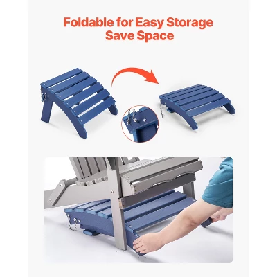 VEVOR Adirondack Ottoman, 18.7L X 18.9W X 13.8H Inch HDPE Plastic Folding Adirondack Ottoman, Weather-Resistant Foot Rest For Adirondack Chair, Blue 3 VEVOR Adirondack Ottoman, 18.7L X 18.9W X 13.8H Inch HDPE Plastic Folding Adirondack Ottoman, Weather-Resistant Foot Rest For Adirondack Chair, Blue - Image 3