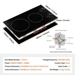 VEVOR Electric Cooktop, 12 Inch 2 Burners Built-in Electric Stove Top, 3000W Ceramic Top Radiant Cooktop, With Glass Panel, Knob Control -Aesthtic Interiors GUEST 846b46f0 6787 4872 826d 5bc36fcea69c