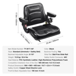 VEVOR Universal Forklift Seat, Fold Down Tractor Seat With Adjustable Angle Back, Micro Switch, Seatbelt And Armrests, Black 13 VEVOR Universal Forklift Seat, Fold Down Tractor Seat With Adjustable Angle Back, Micro Switch, Seatbelt And Armrests, Black -Aesthtic Interiors GUEST 847cc22b cd2a 42ea 9bf0 ce8424ff6225