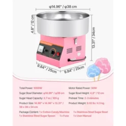 VEVOR Cotton Candy Machine Commercial, 1000W Electric Candy Floss Maker, Easy Use With 15 Inch Stainless Steel Bowl And Sugar Scoop, Pink 14 VEVOR Cotton Candy Machine Commercial, 1000W Electric Candy Floss Maker, Easy Use With 15 Inch Stainless Steel Bowl And Sugar Scoop, Pink -Aesthtic Interiors GUEST 84a5e725 4bc8 4468 ade8 de86697c3041